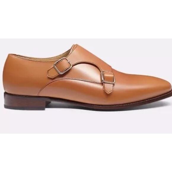 Jack Erwin Brown Leather Double Strap Buckle Monk Dress Shoe Cognac Sz 8D main image 6